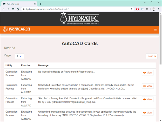 View AutoCalcs Error Cards 2