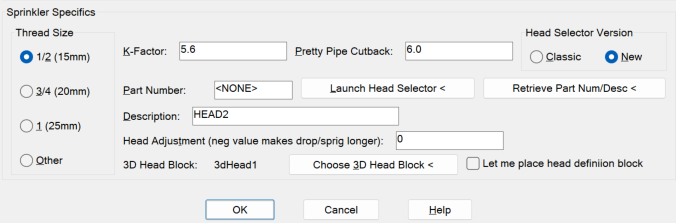 Updated Sprinkler Specifics w/ Head Selector