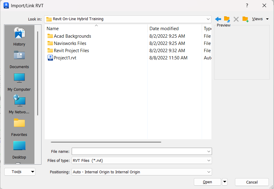 Link Revit Dialog