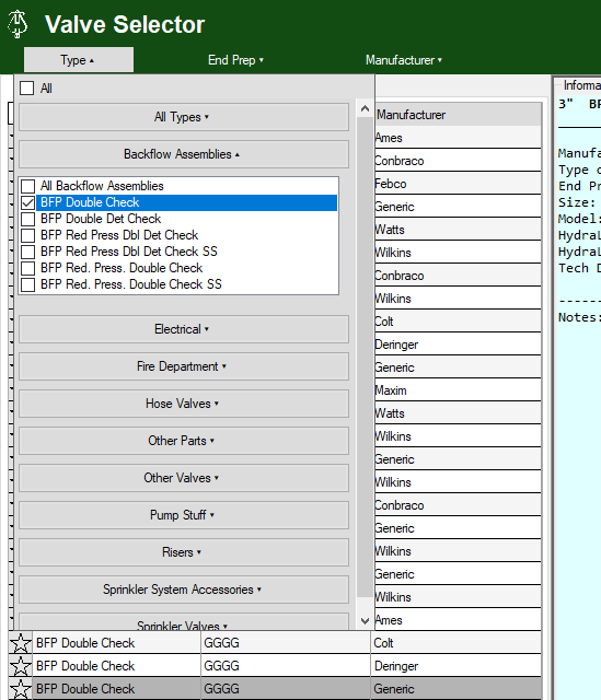 Valve Selector Filters