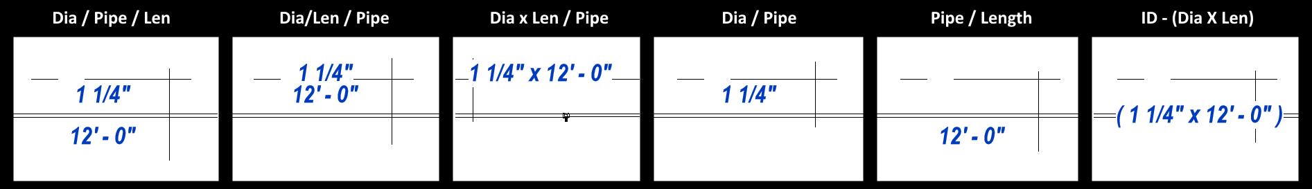 HCAD1 Pipe Size Tags