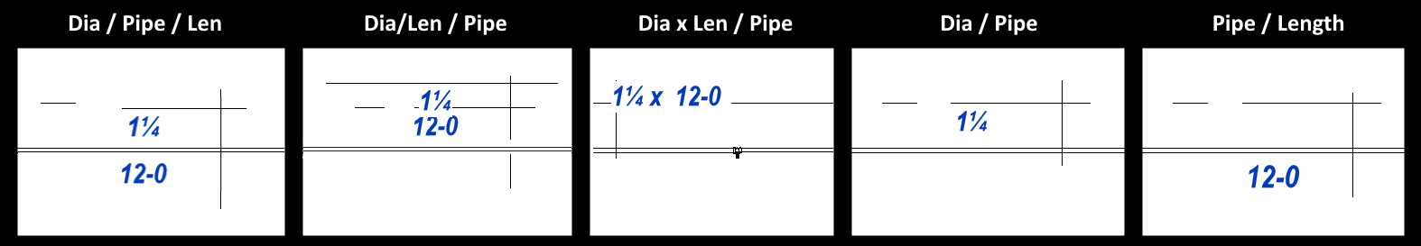 HCAD1 Pipe Size Text Tags