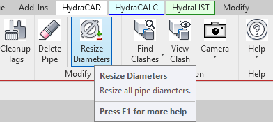 Resize Diameters HydraCAD Image