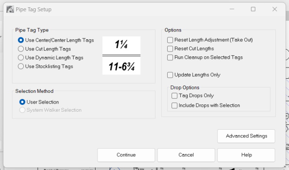 Pipe Tag Setup