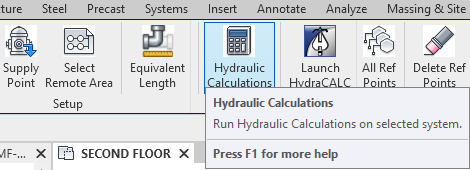 Hydraulic Calculations Button