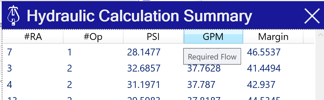 Hydraulic Calculation Sort 2