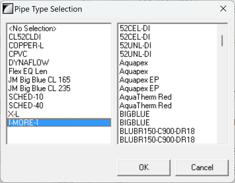 Pipe Type Seletion