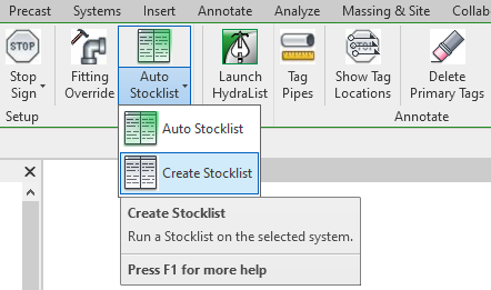 Create Stocklist Button
